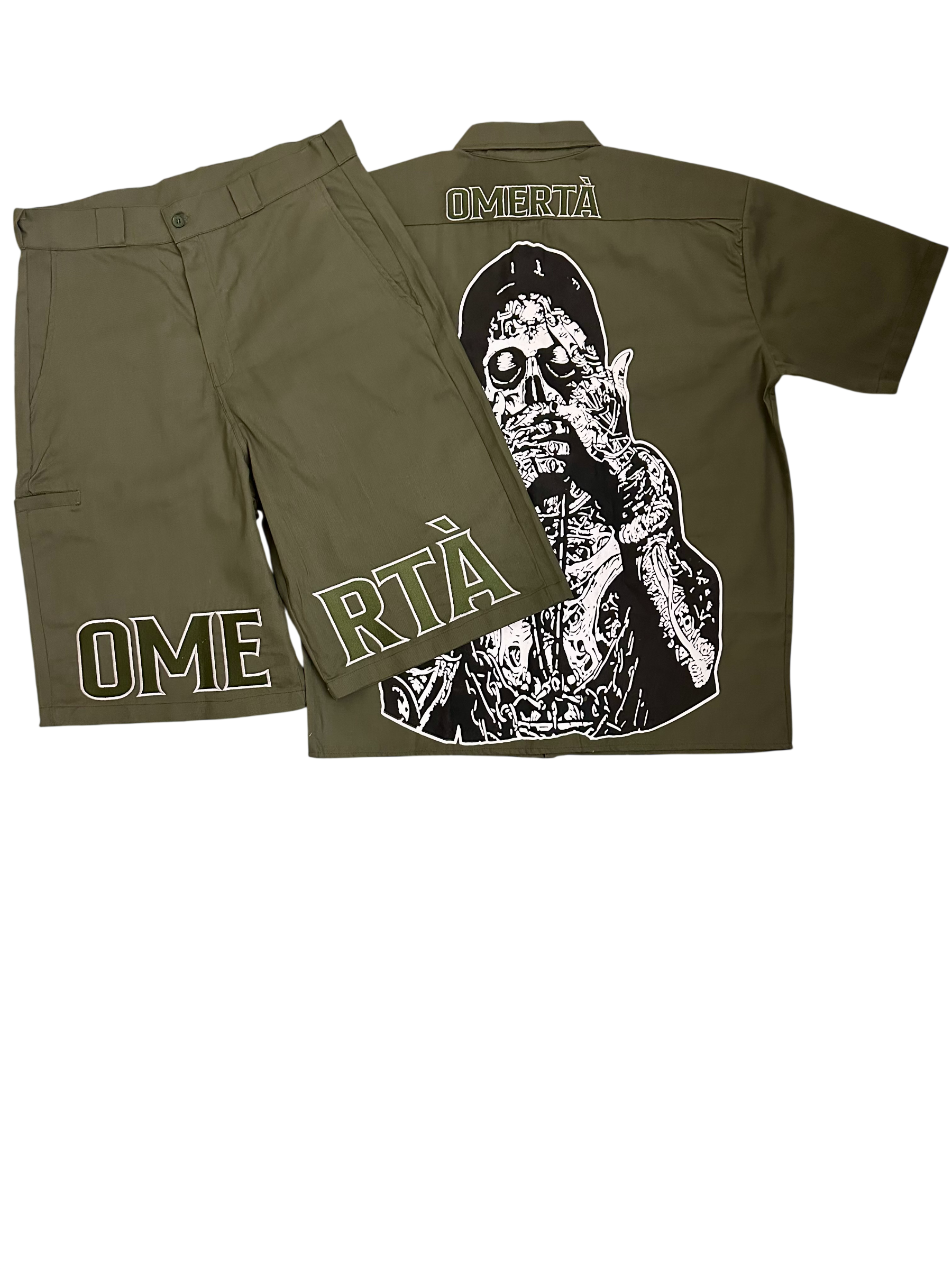 (Pre-Order) Olive Green Omertà Dickies Shorts Set